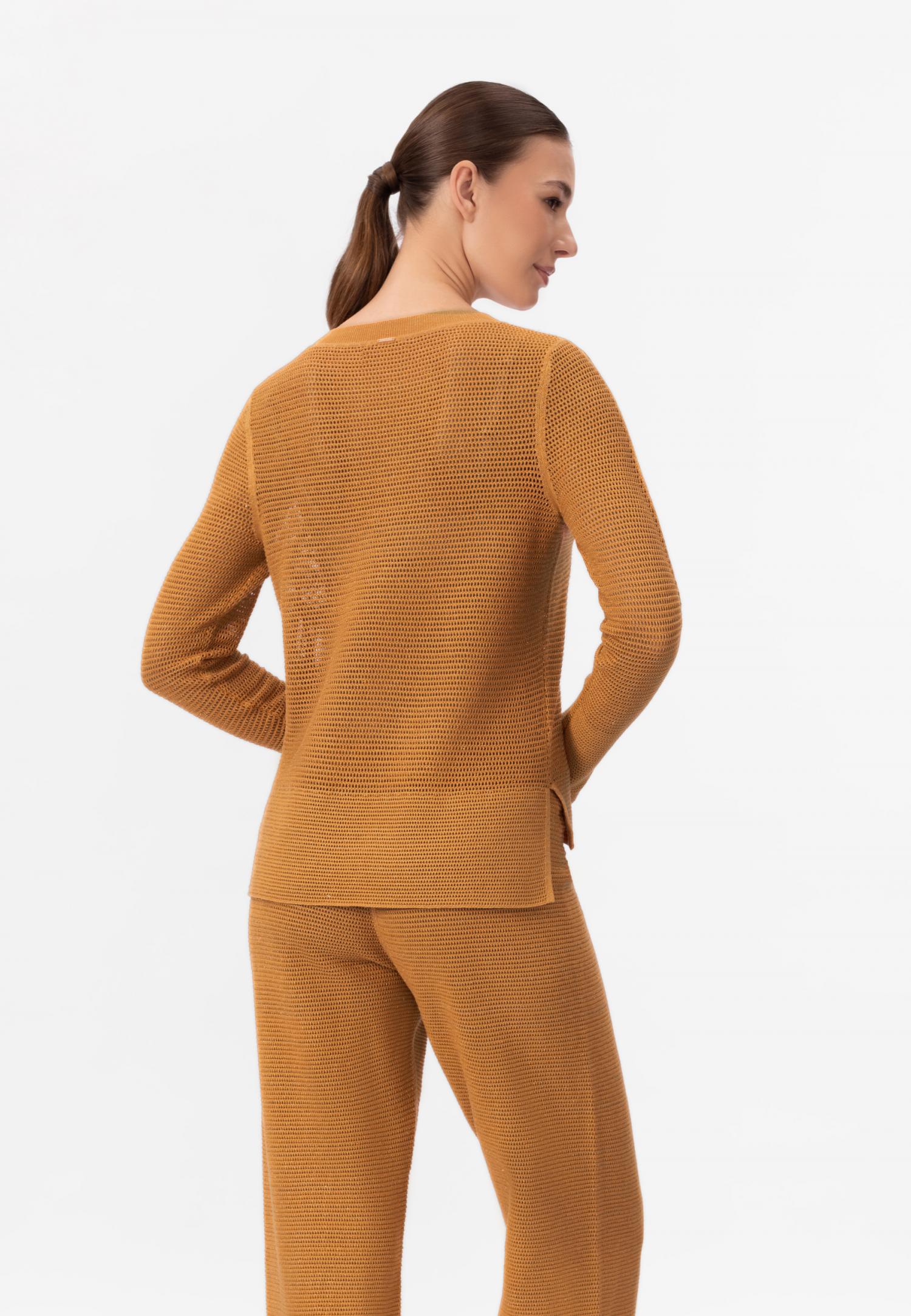 Джемпер з довгим рукавом з шовку та бавовни